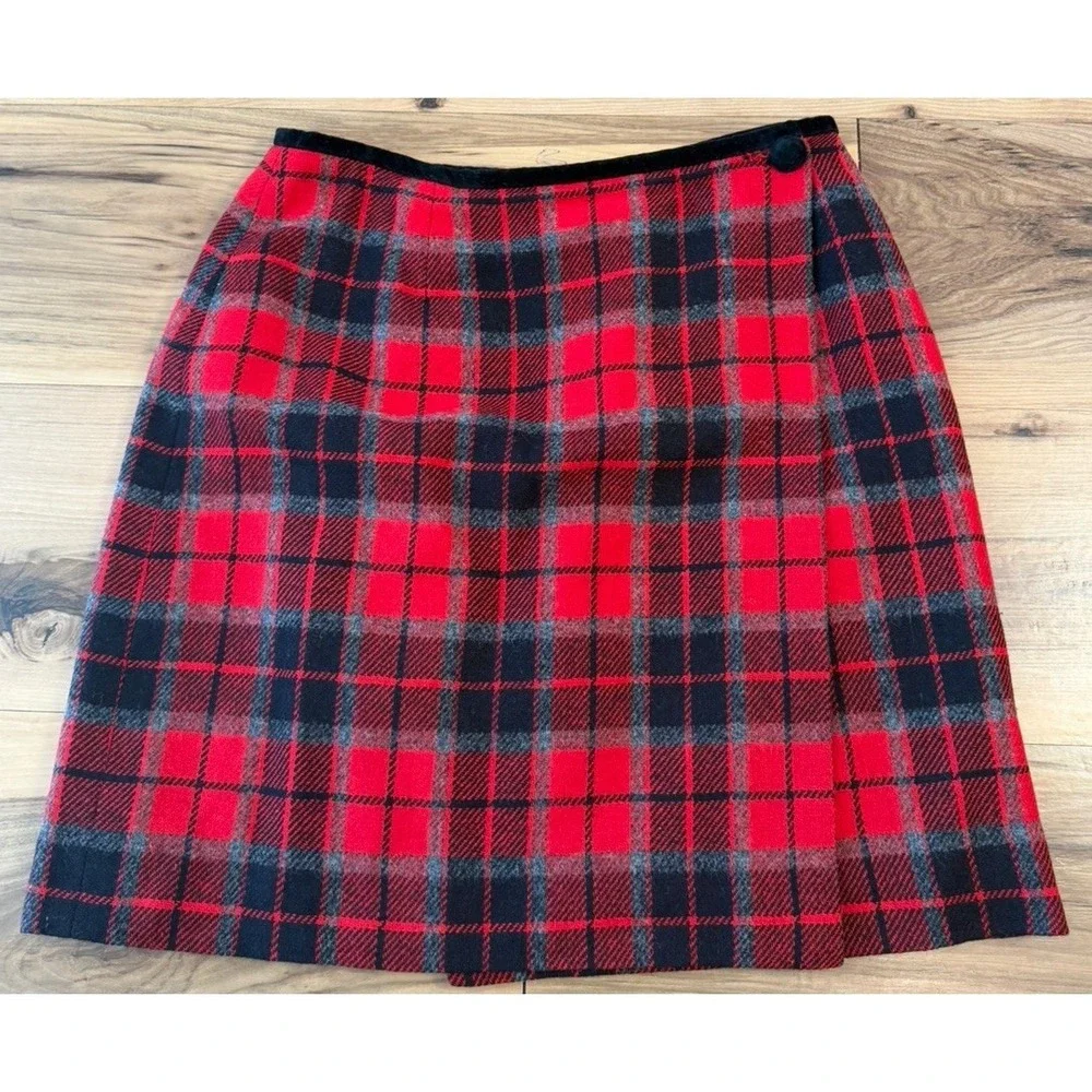Lizsport Y2k Preppy Academia Plaid Wool Blend Skirt Schoolgirl Sz 6 Lined Tartan